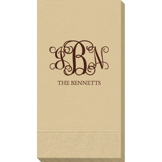 Vine Monogram with Text Guest Towels